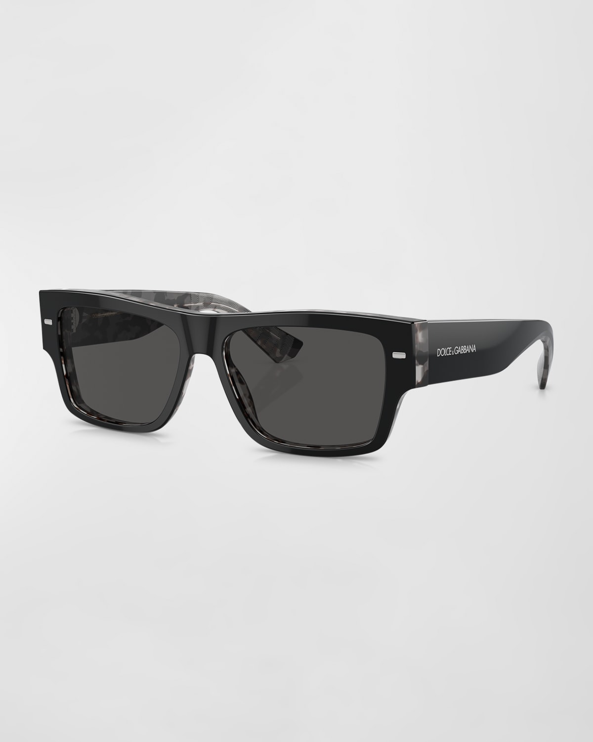 Shop Dolce & Gabbana Men's Acetate Rectangle Sunglasses In Dark Grey