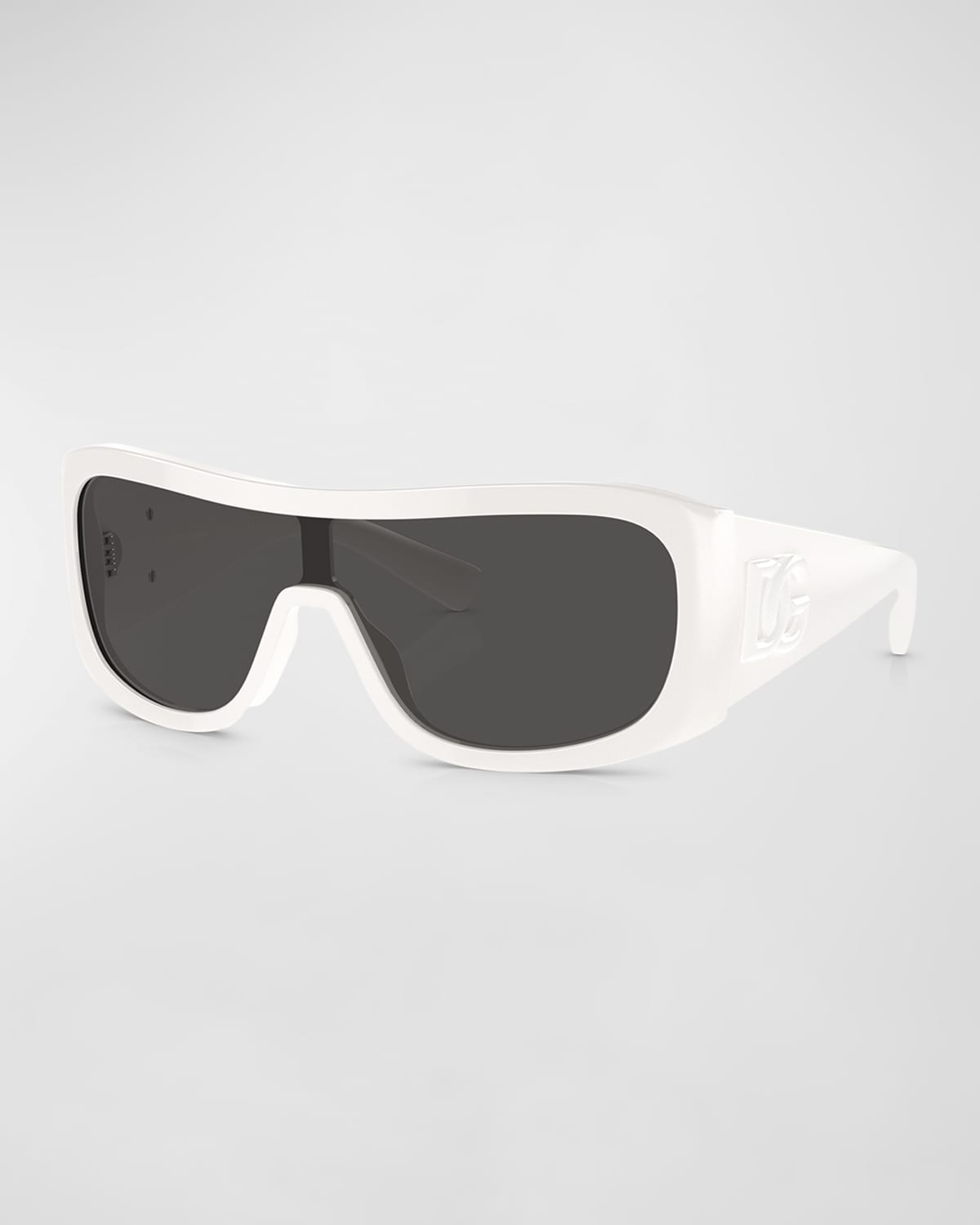 Shop Dolce & Gabbana Men's Acetate Rectangle Shield Sunglasses In White
