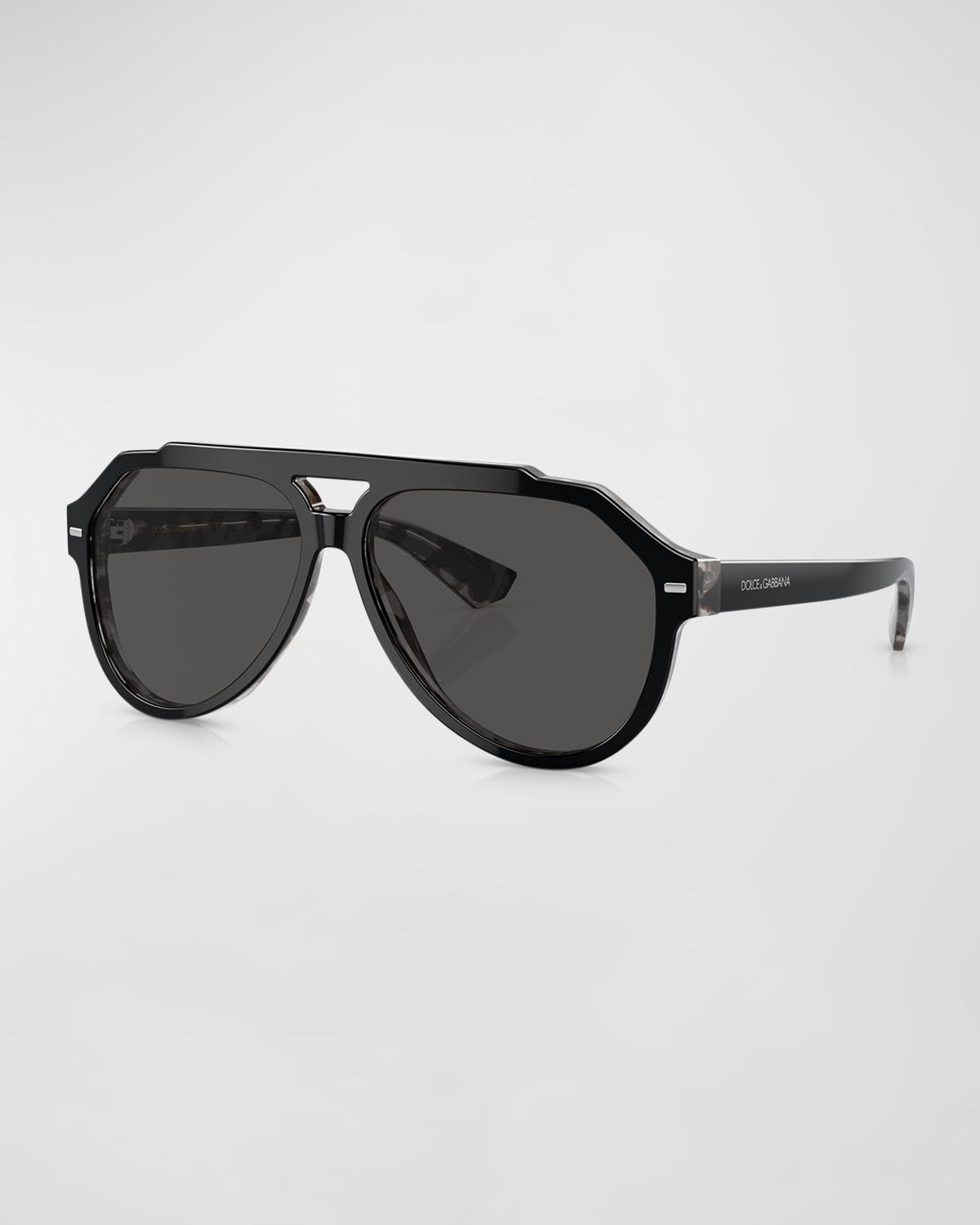 Dolce & Gabbana Men's Acetate Aviator Sunglasses In Dark Grey