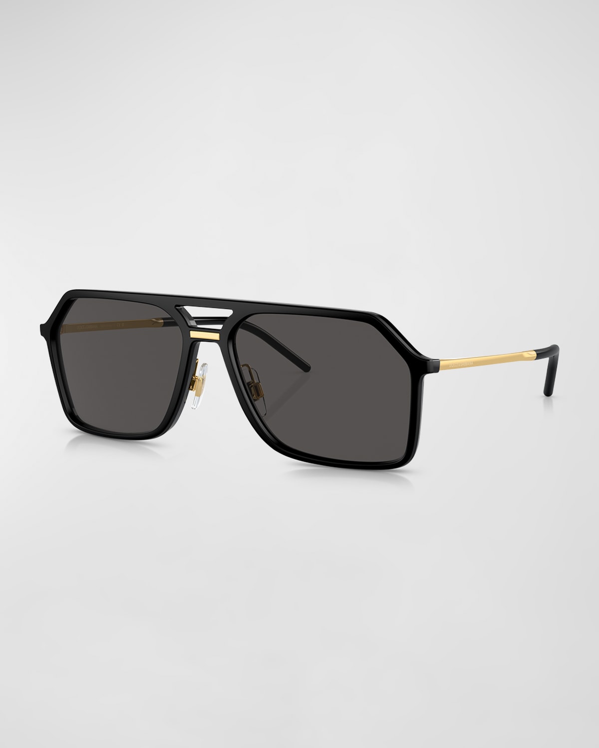 Shop Dolce & Gabbana Men's Plastic Aviator Sunglasses In Black