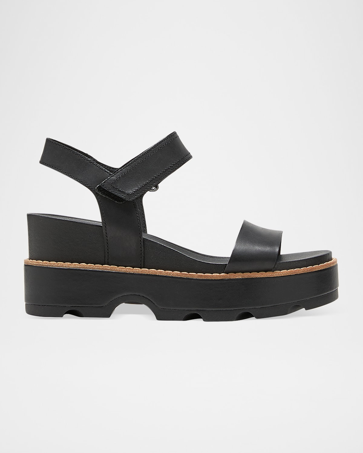 Sorel Joani Leather Grip Comfort Sandals In Black