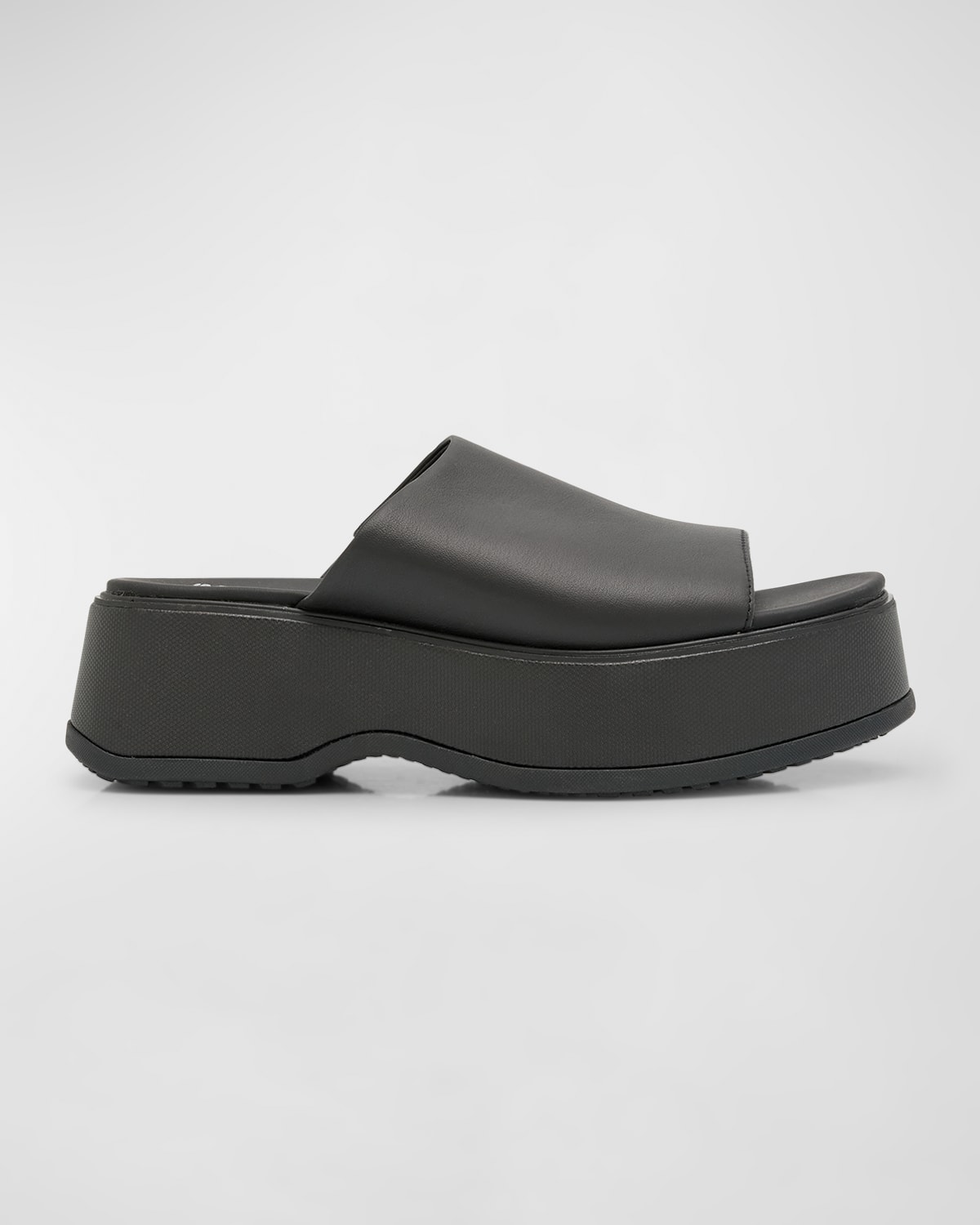Shop Sorel Dayspring Leather Platform Slide Sandals In Black Black