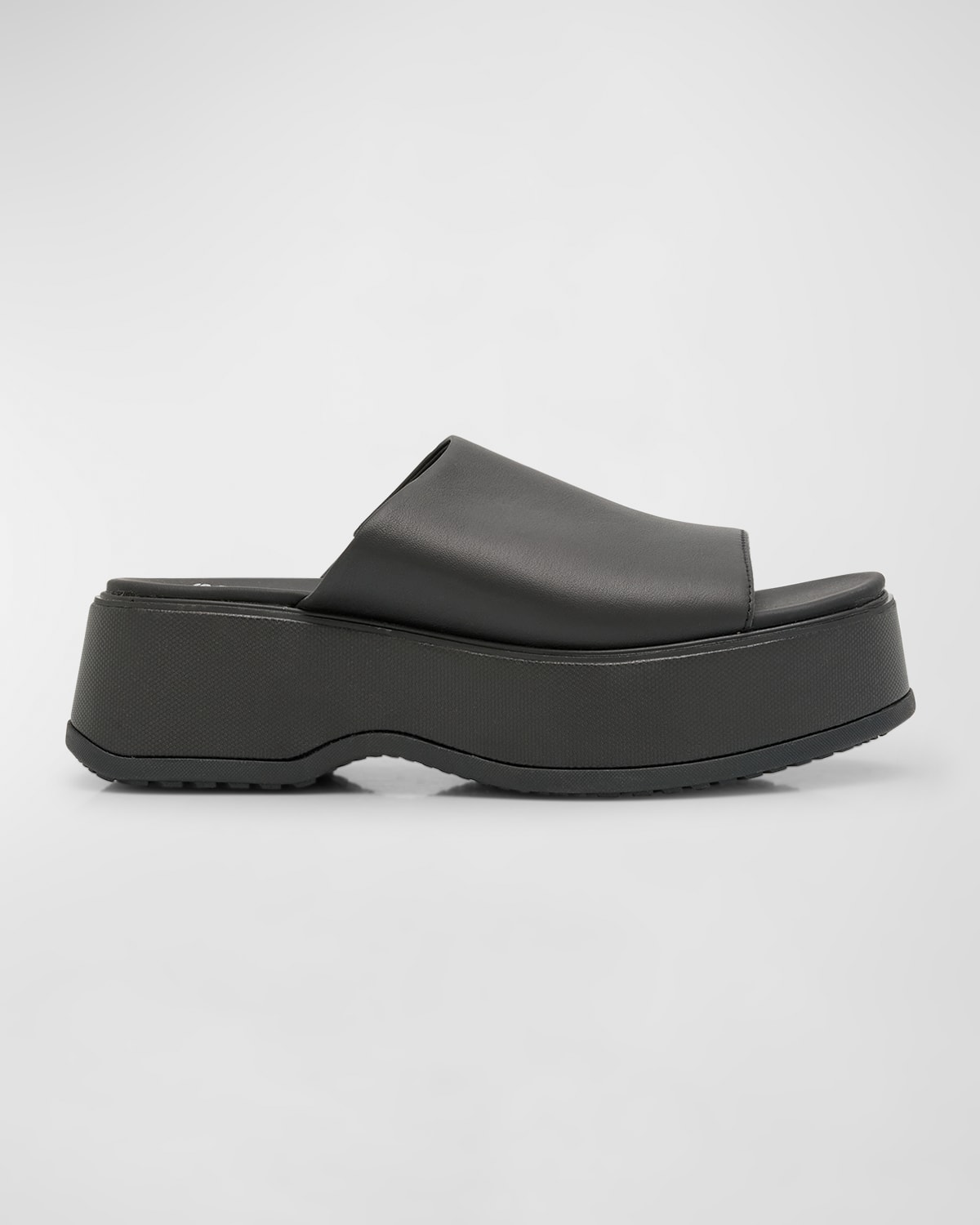 Sorel Dayspring Womens Leather Wedge Slide Sandals In Black Black