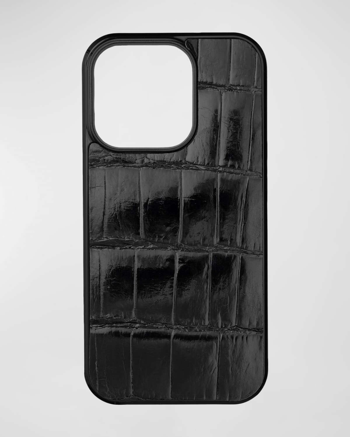 Abas Men's Iphone 15 Pro Leather Alligator Case In Black