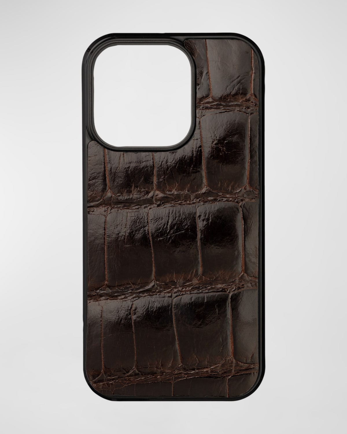 Abas Men's Iphone 15 Pro Leather Alligator Case In Deep Brown