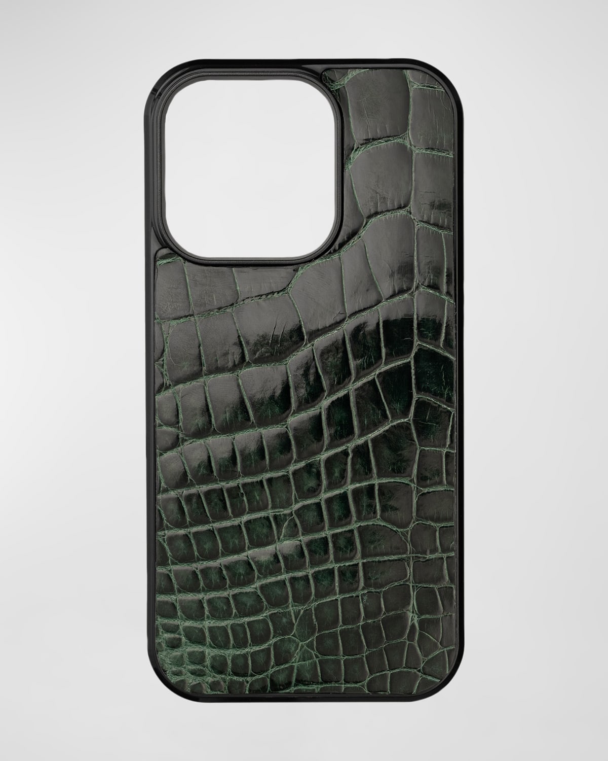 Abas Men's Iphone 15 Pro Leather Alligator Case In Hunter Green