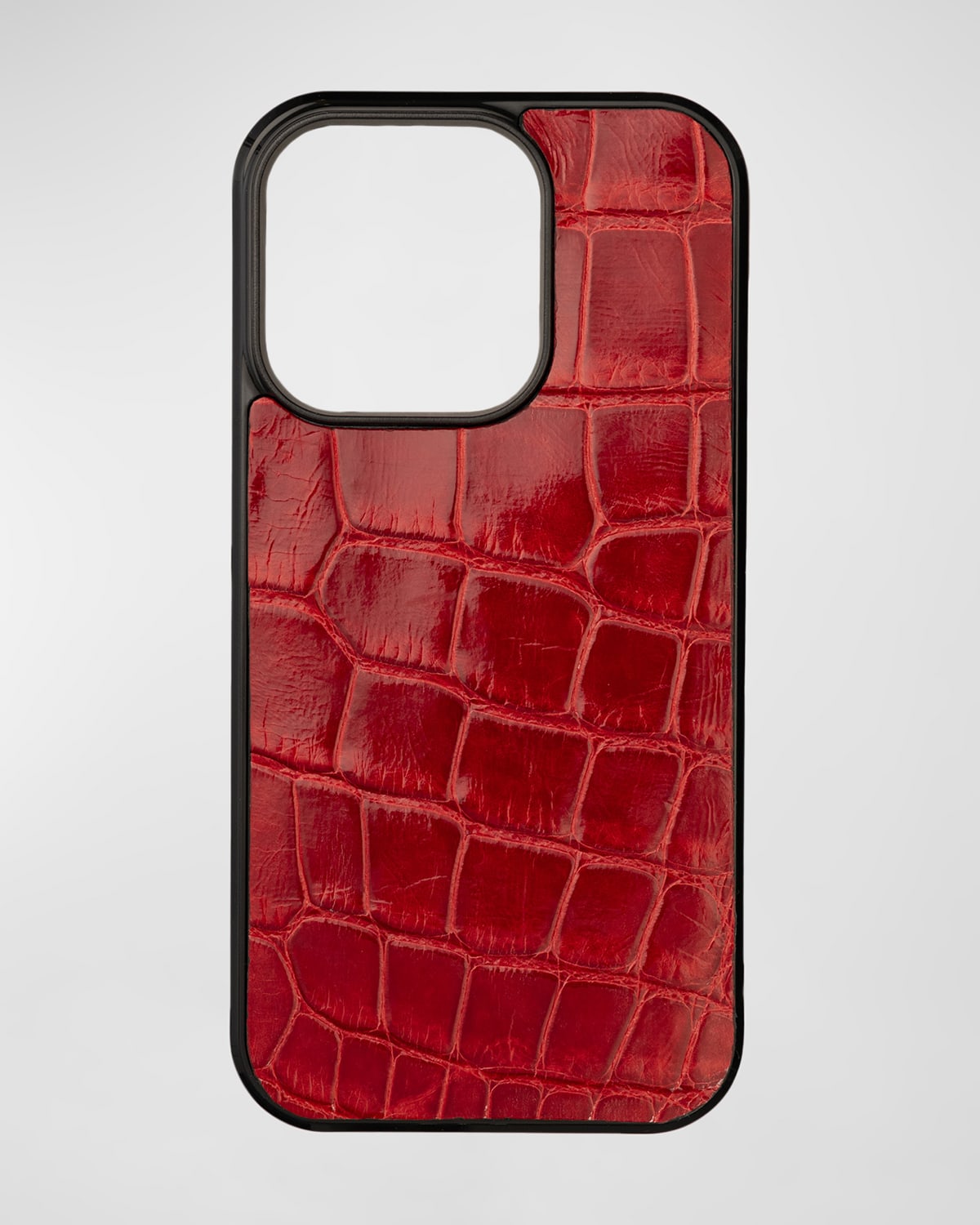 Abas Men's Iphone 15 Pro Leather Alligator Case In Red