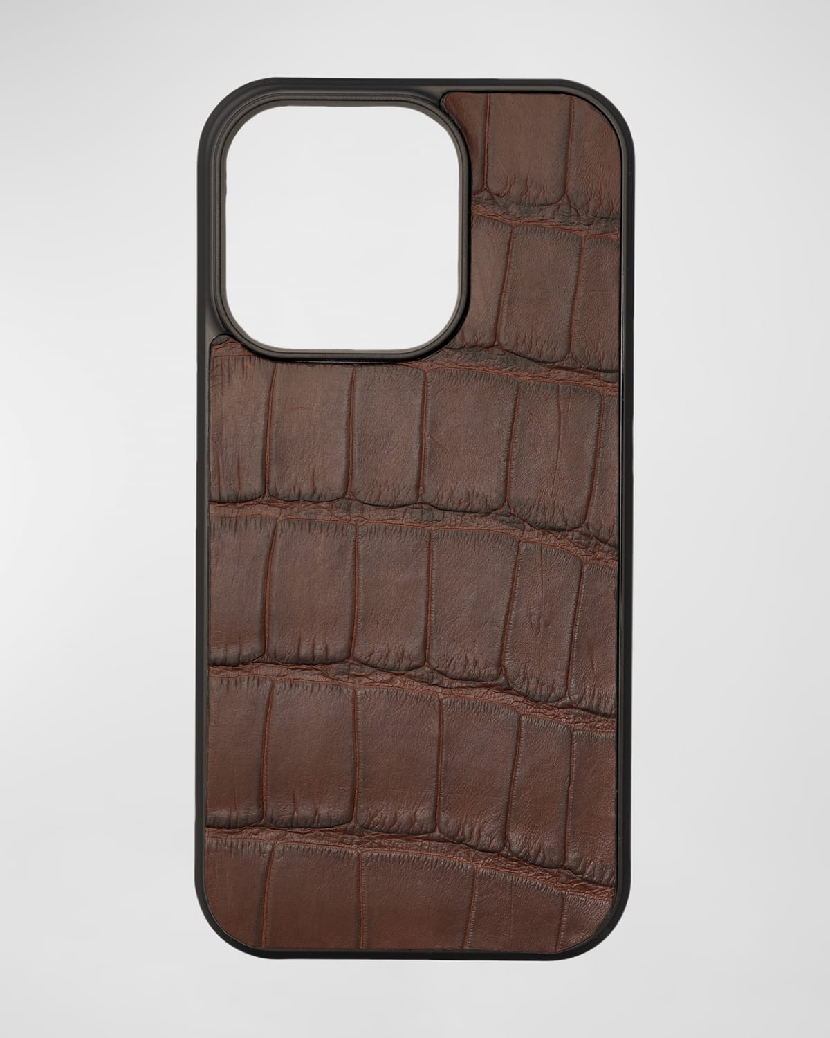 Abas Men's Iphone 15 Pro Leather Alligator Case In Brown