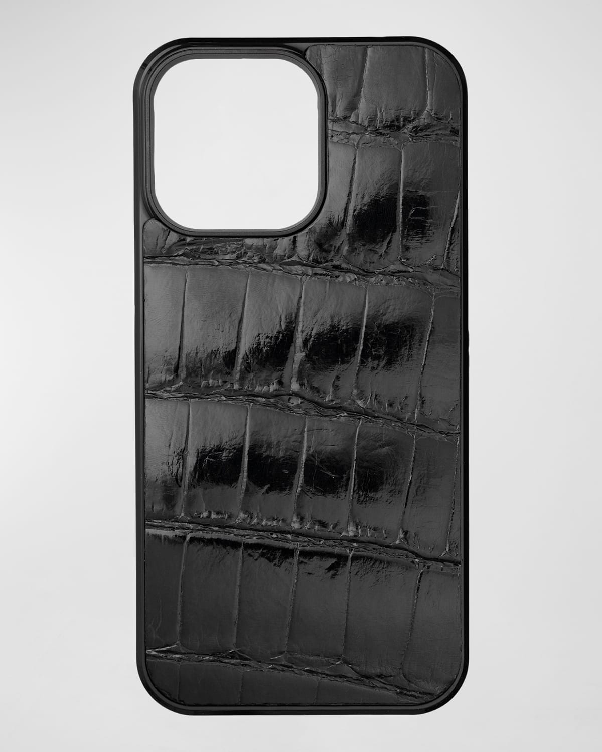 Abas Men's Iphone 15 Pro Max Leather Alligator Case In Black