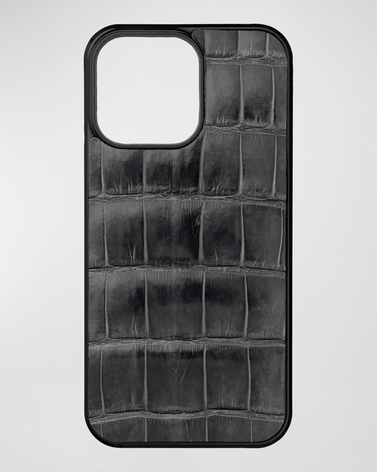 Abas Men's Iphone 15 Pro Max Leather Alligator Case In Grey