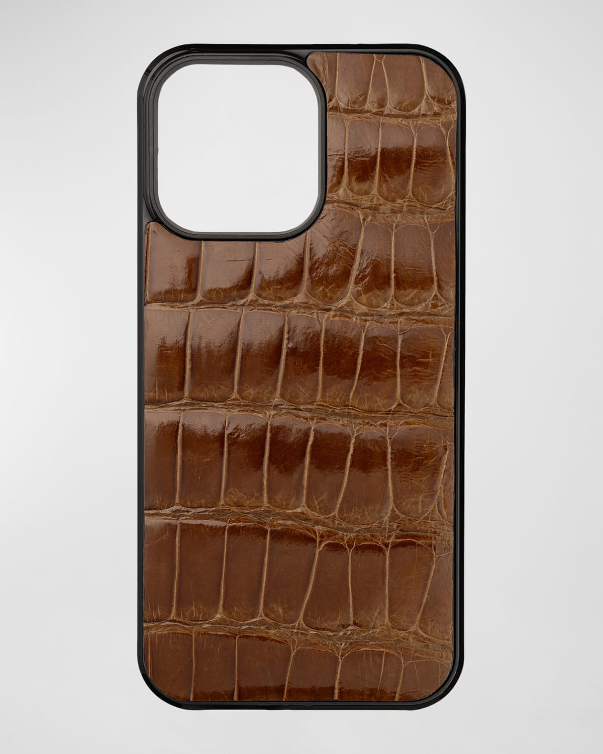Abas Men's Iphone 15 Pro Max Leather Alligator Case In Cognac