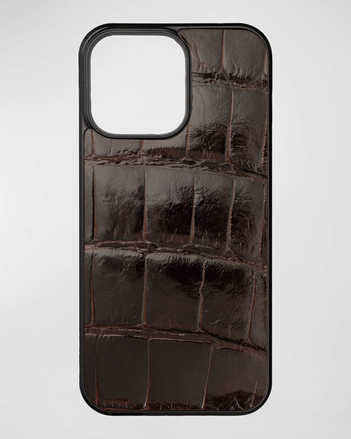 Abas Men's Iphone 15 Pro Max Leather Alligator Case In Deep Brown