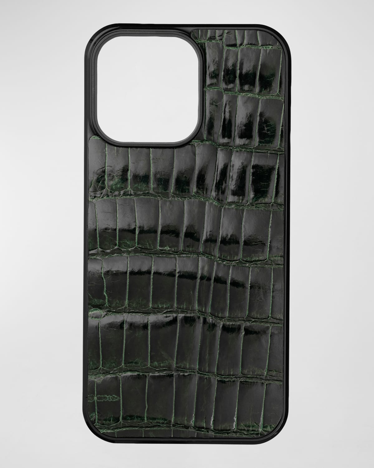 Abas Men's Iphone 15 Pro Max Leather Alligator Case In Hunter Green