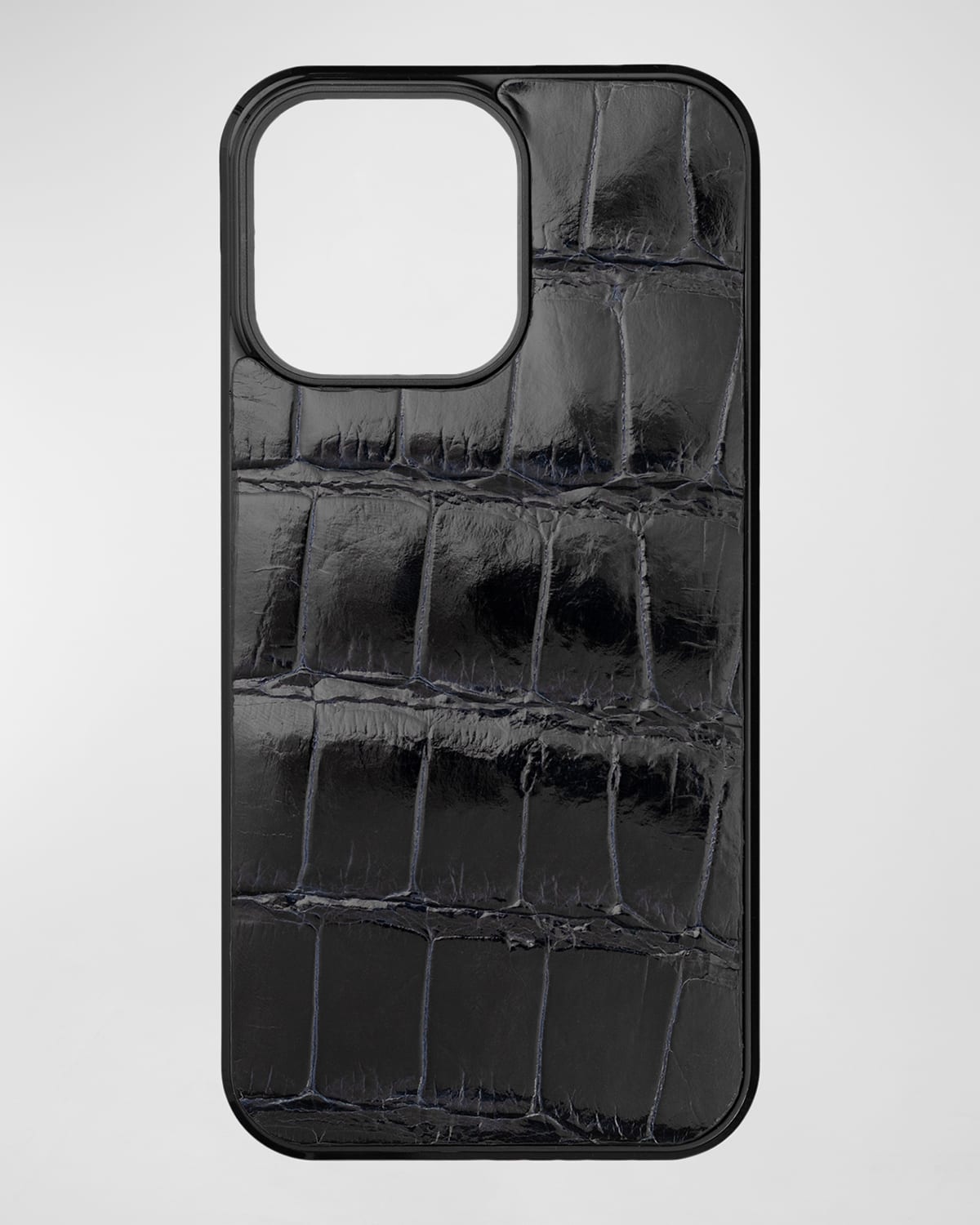 Abas Men's Iphone 15 Pro Max Leather Alligator Case In Midnight