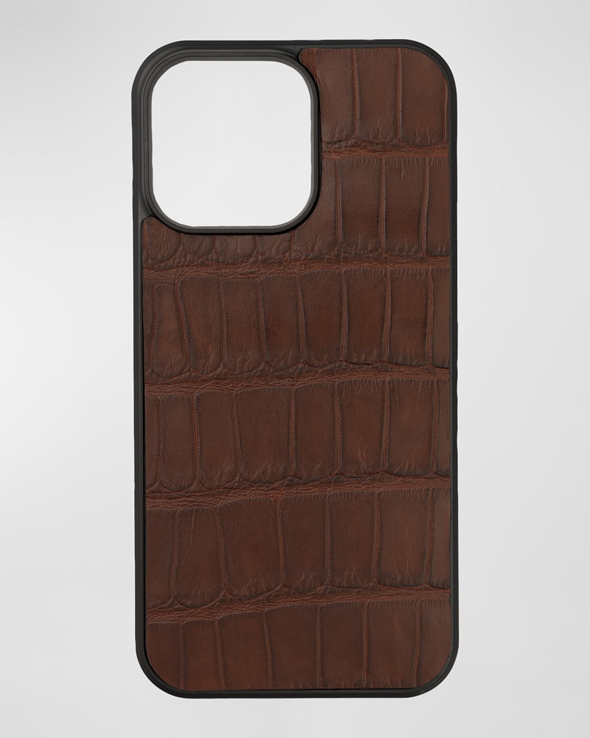 Abas Men's Iphone 15 Pro Max Leather Alligator Case In Brown