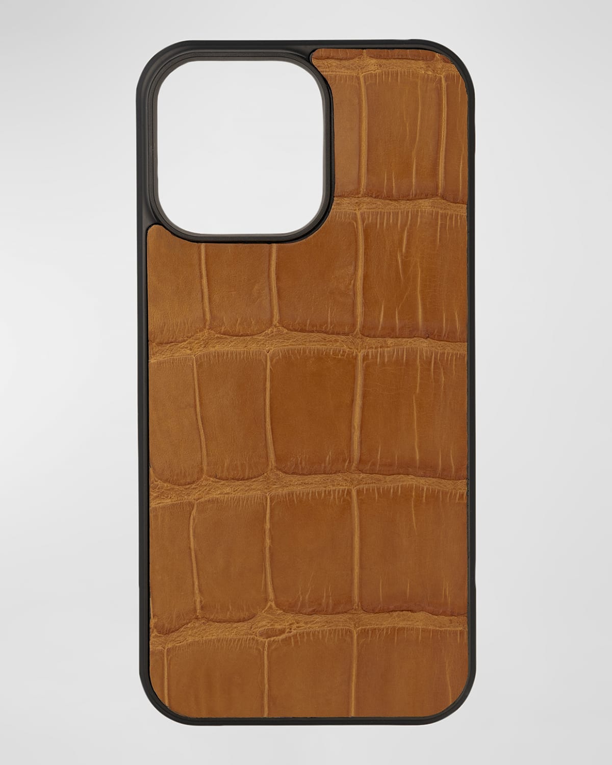 Abas Men's Iphone 15 Pro Max Leather Alligator Case In Tan