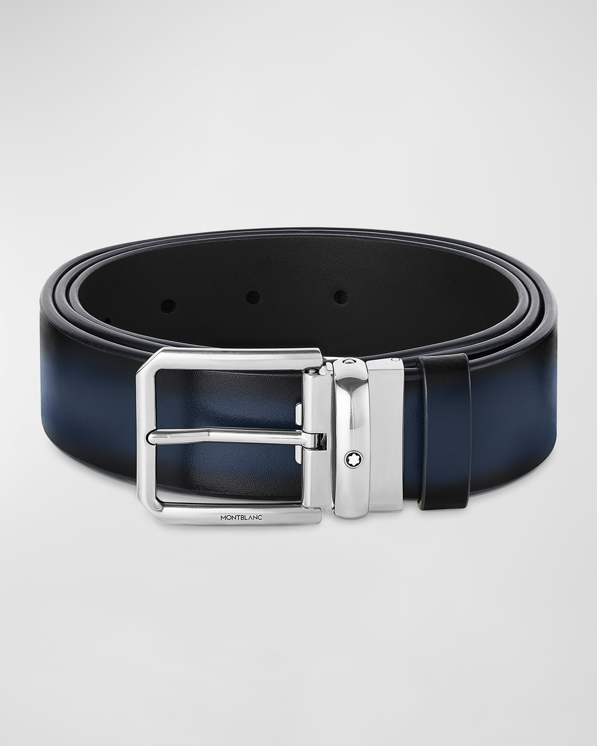 Montblanc Men's Square-buckle Reversible Leather Belt, 35mm In Black