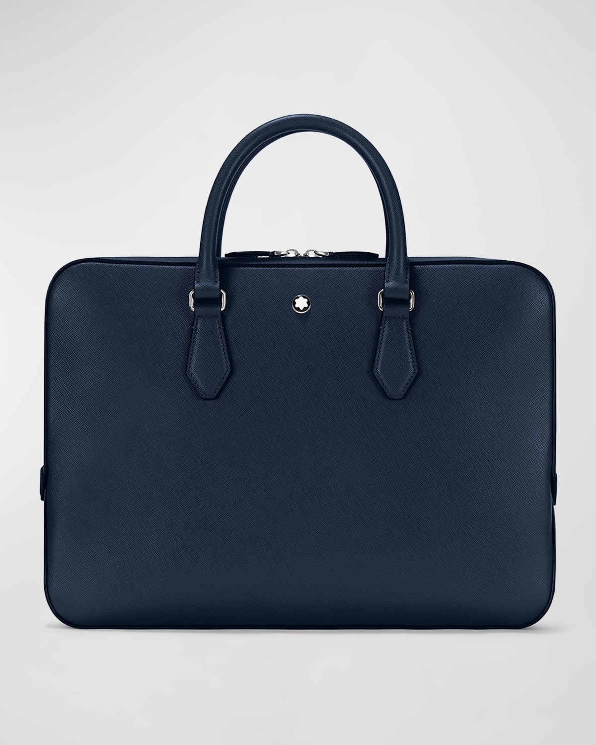 Shop Montblanc Men's Sartorial Thin Saffiano Leather Document Briefcase In Blue