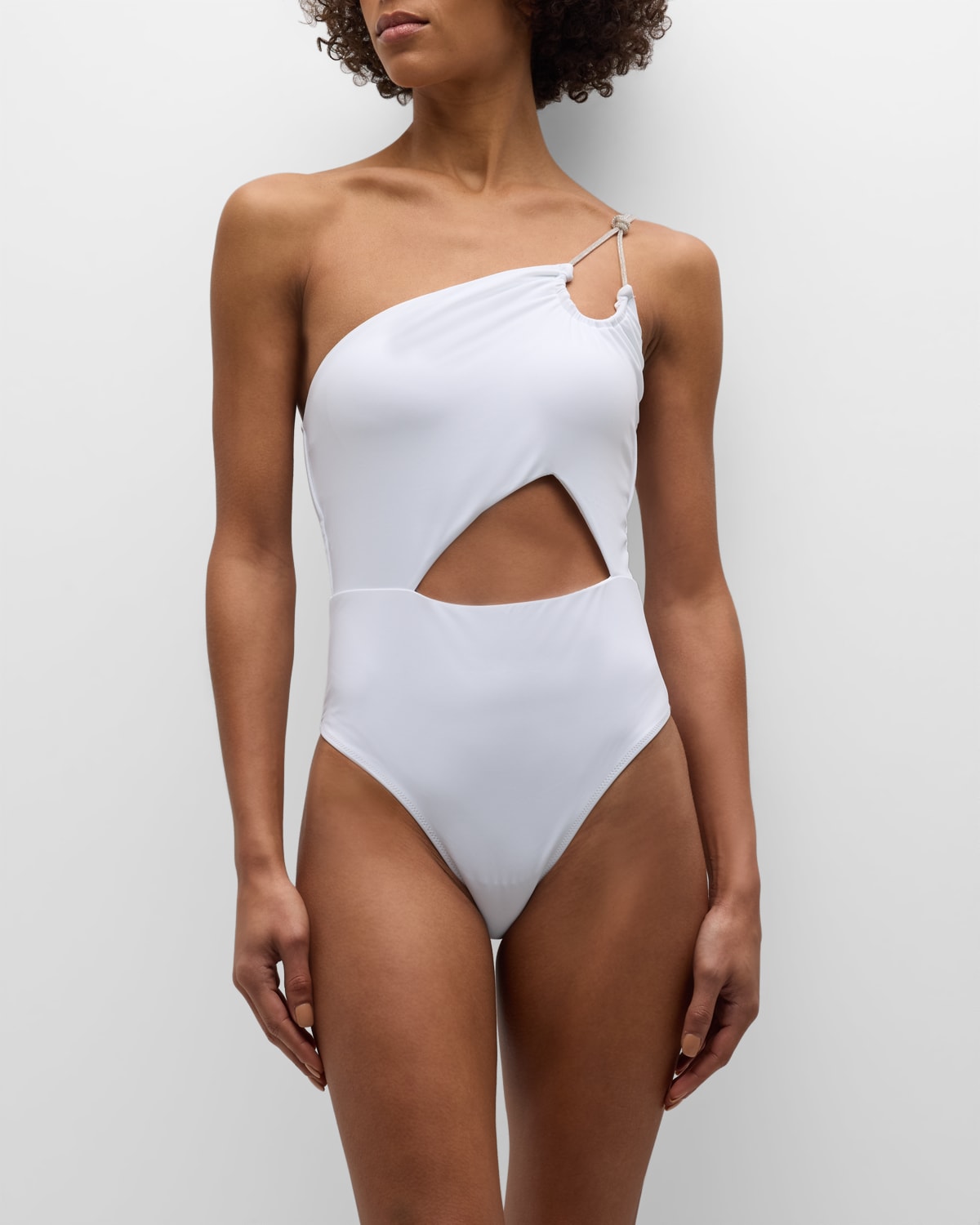 Shop Ramy Brook India Embellished Asymmetric One-piece Swimsuit In White