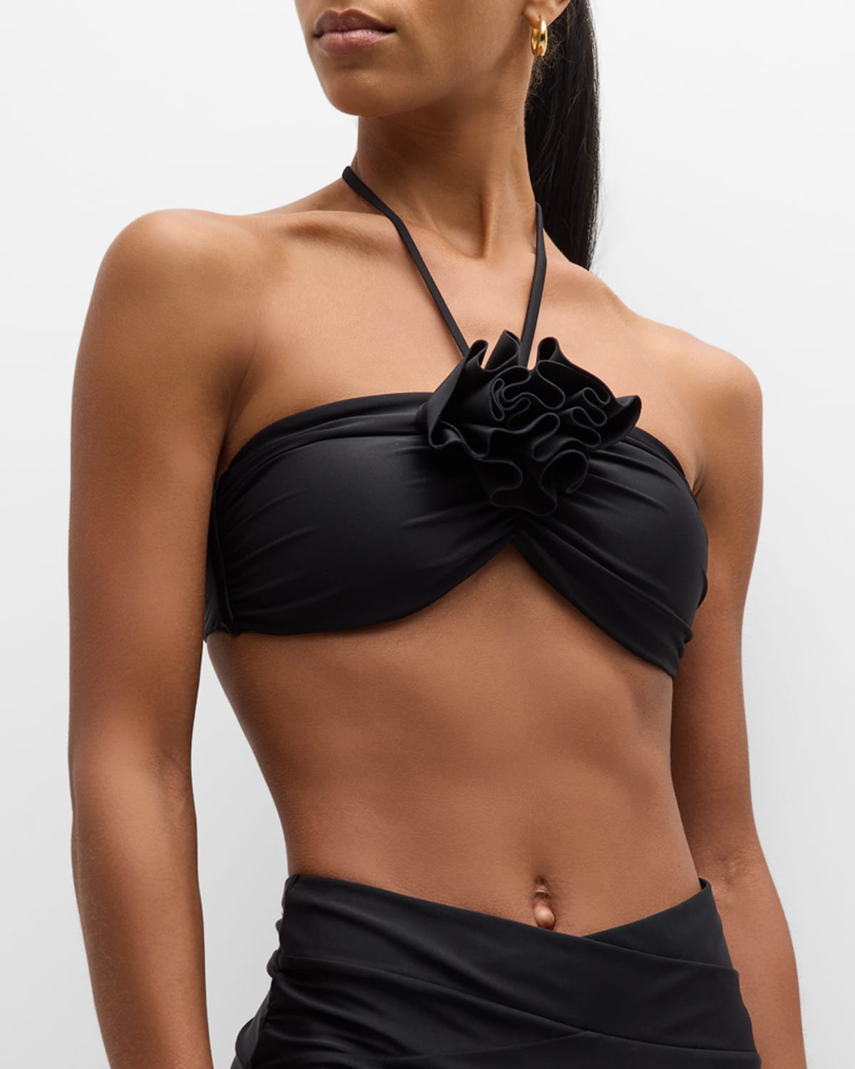 Shop Ramy Brook Ellen Flower Bikini Top In Black