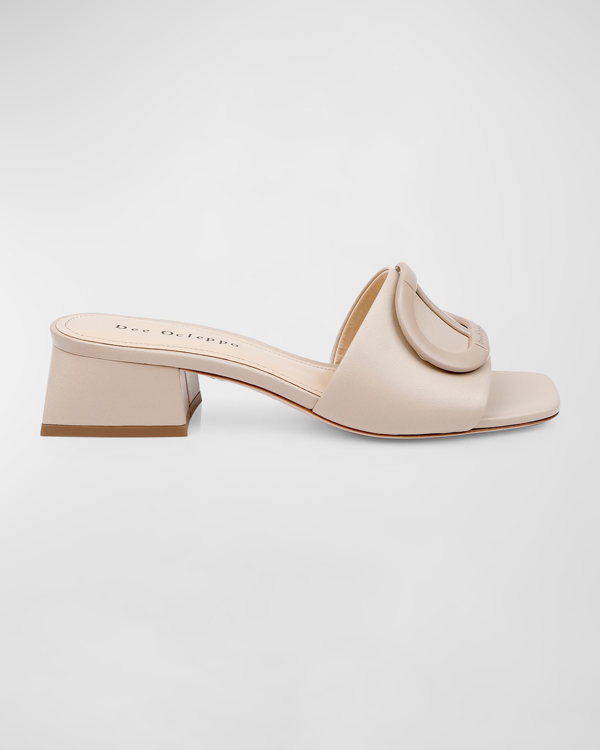 DEE OCLEPPO DIZZY LEATHER BUCKLE MULE SANDALS