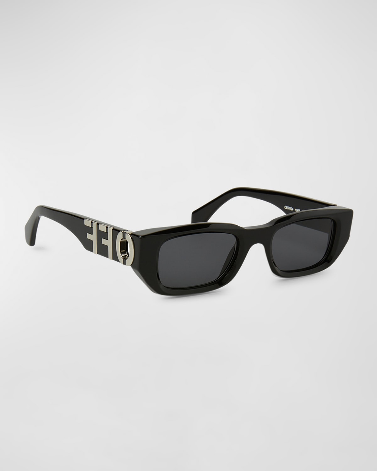 Shop Off-white Fillmore Acetate & Metal Rectangle Sunglasses In Black Dark Grey
