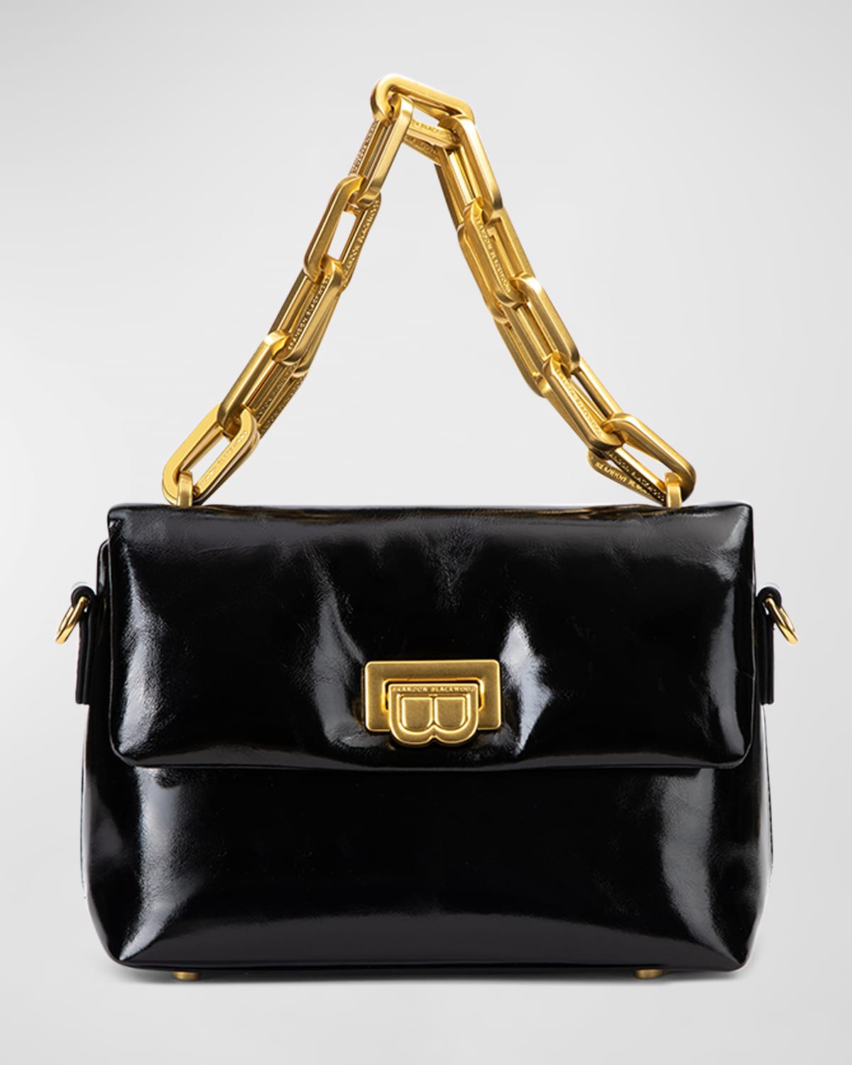 Yuta Padded Patent Shoulder Bag