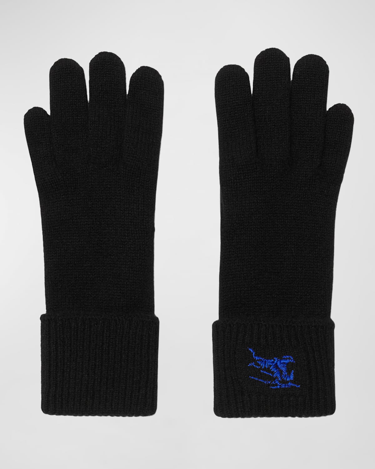 Shop Burberry Men's Embroidered Ekd Knit Gloves In Black