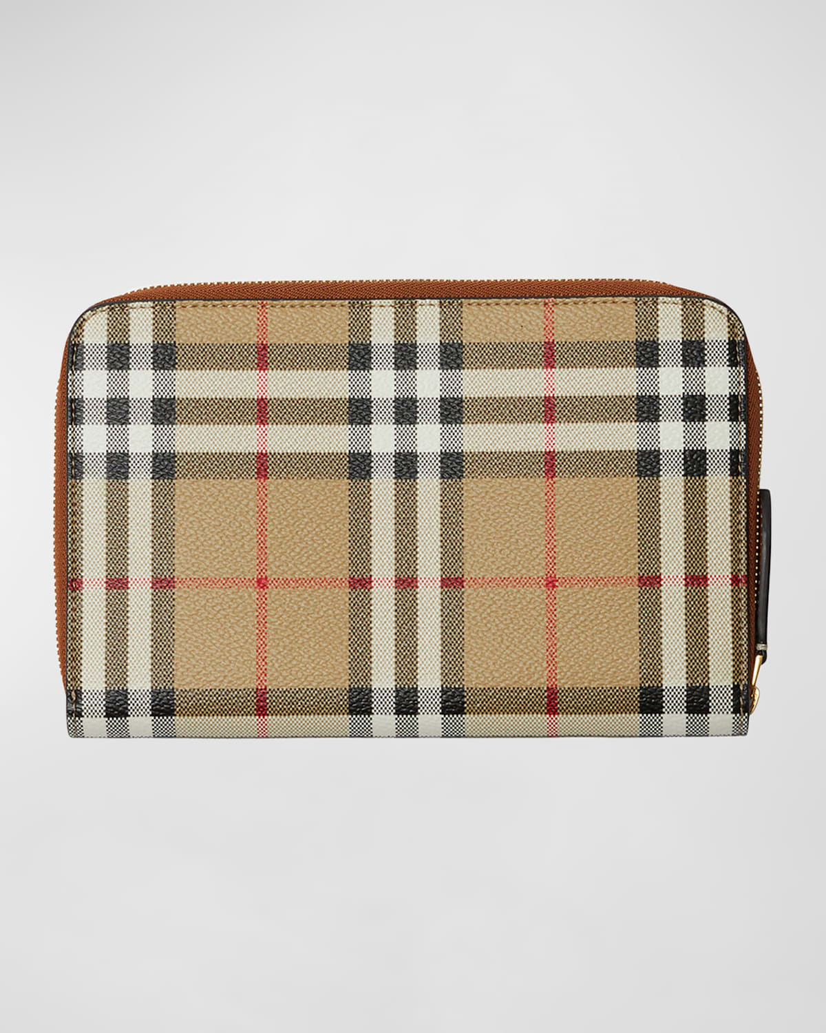 Burberry Check Zip-around Continental Wallet In Archive Beige