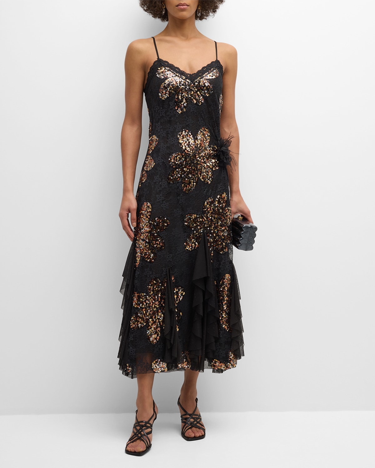 Naomi Godet Embellished Midi Dress