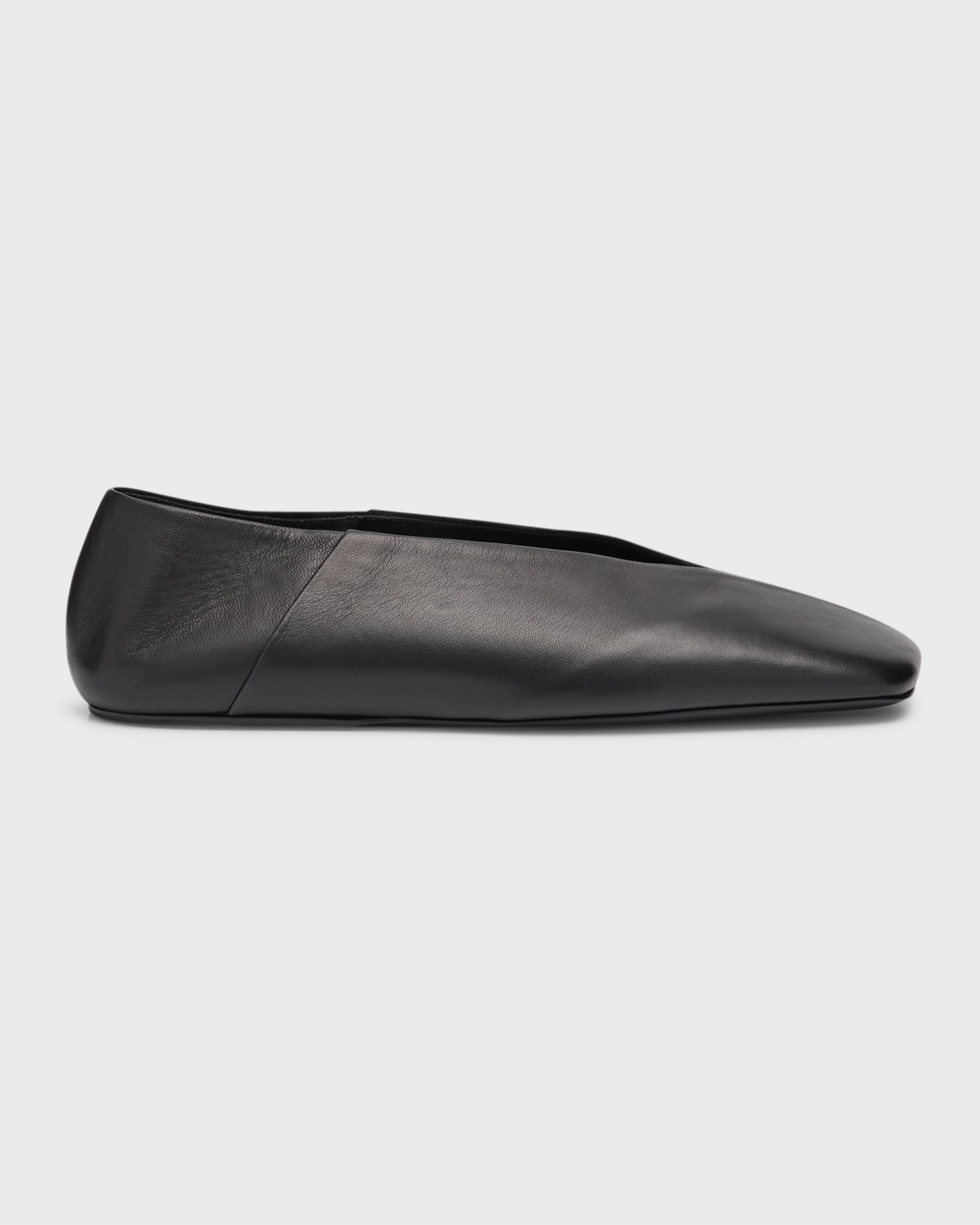 Shop Jil Sander Asymmetrical Leather Ballerina Flats In Black