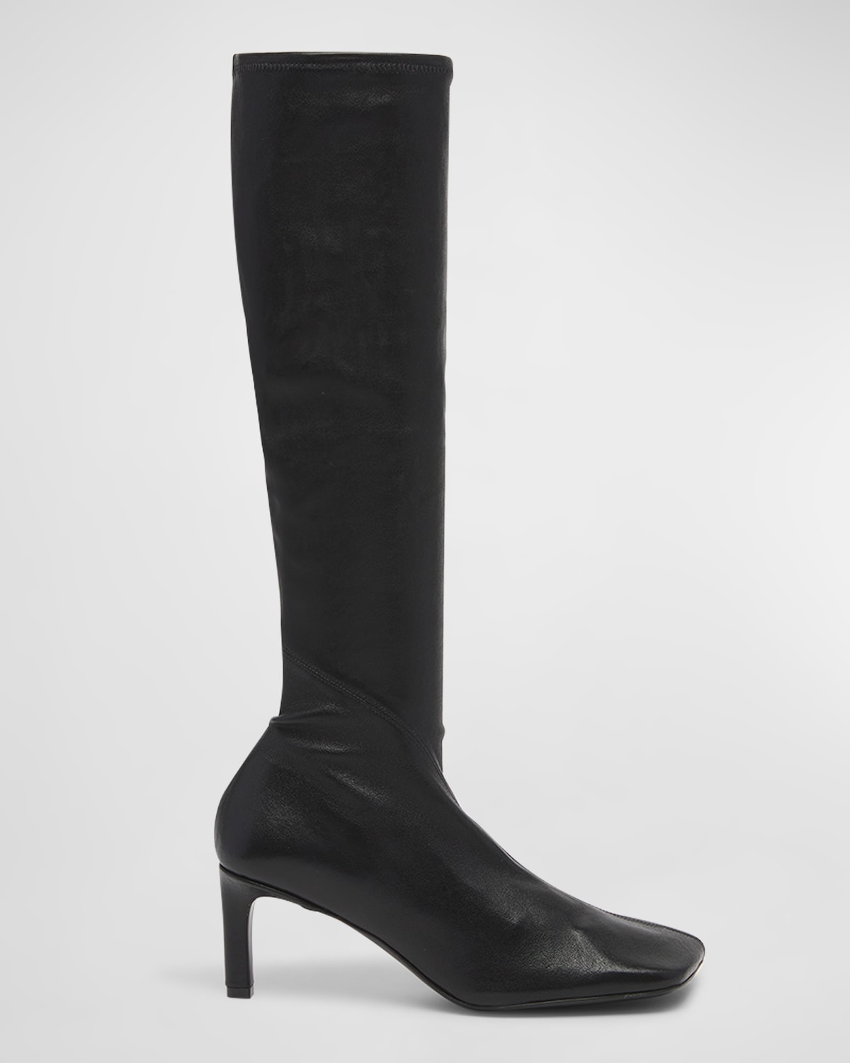 Jil Sander Asymmetrical Stretch Leather Knee Boots In Black