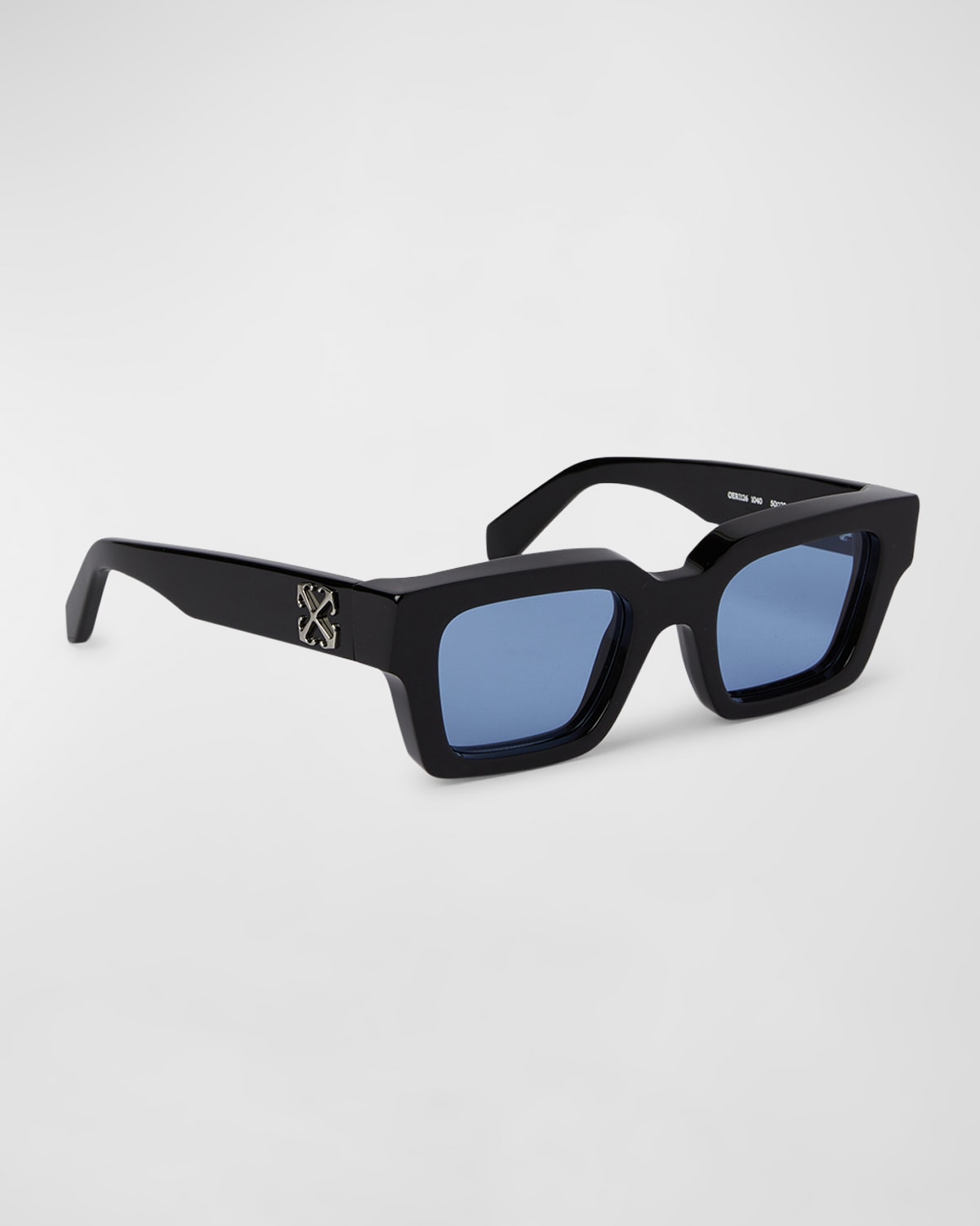 Shop Off-white Men's Virgil Arrows Acetate Square Sunglasses In Black Ligh
