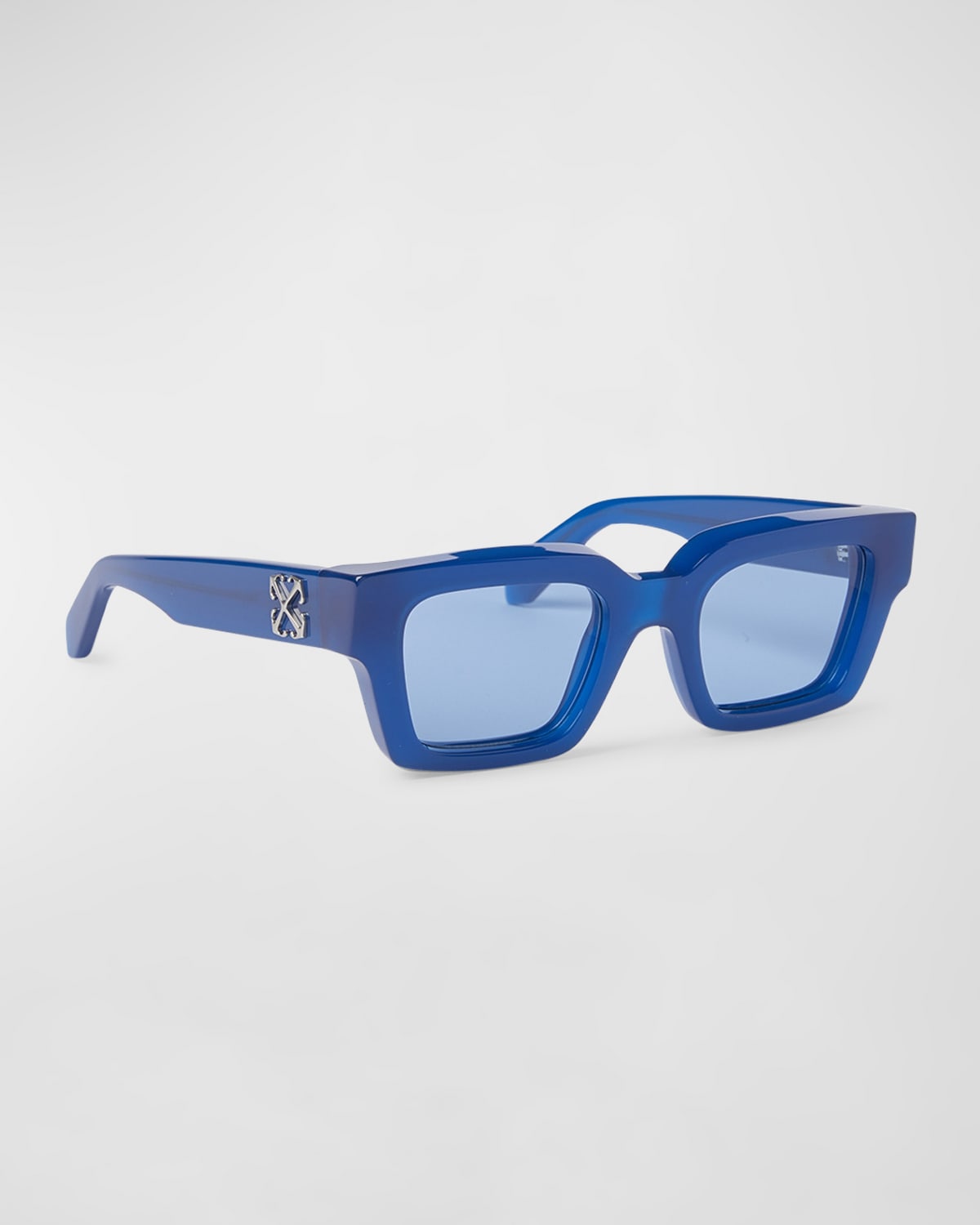 Shop Off-white Men's Virgil Arrows Acetate Square Sunglasses In Blue Light