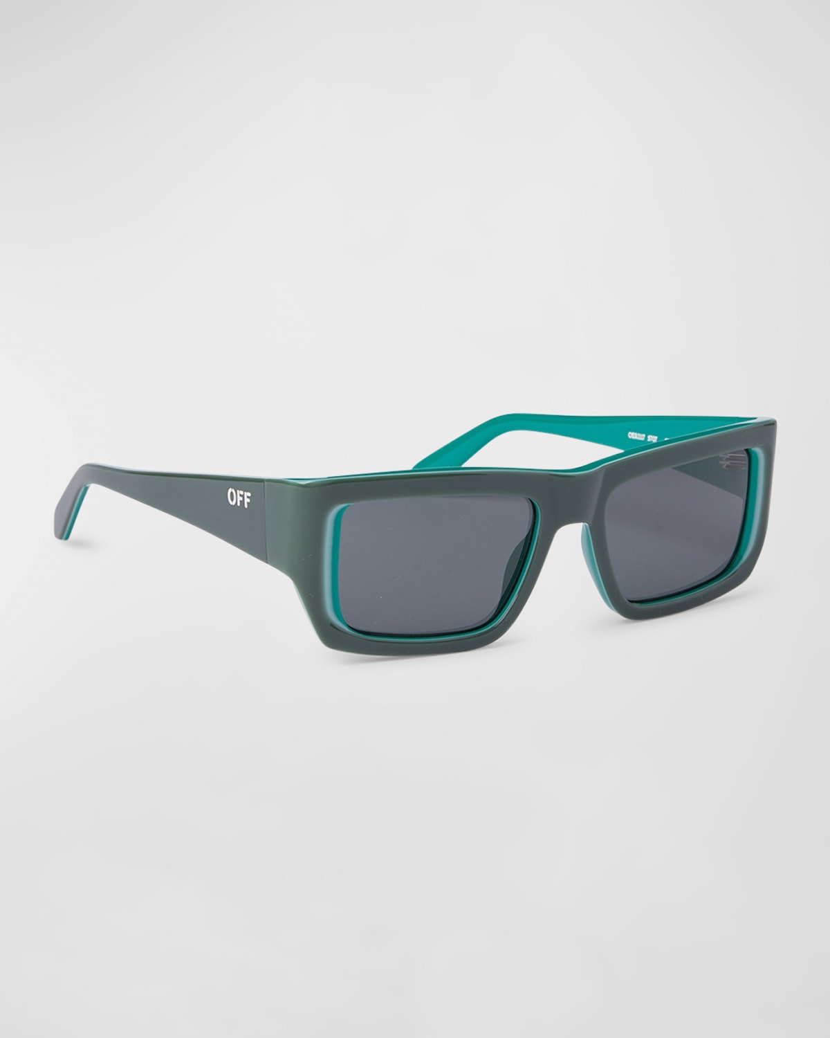 Shop Off-white Men's Prescott Acetate Rectangle Sunglasses In Olive Green Dark Gre