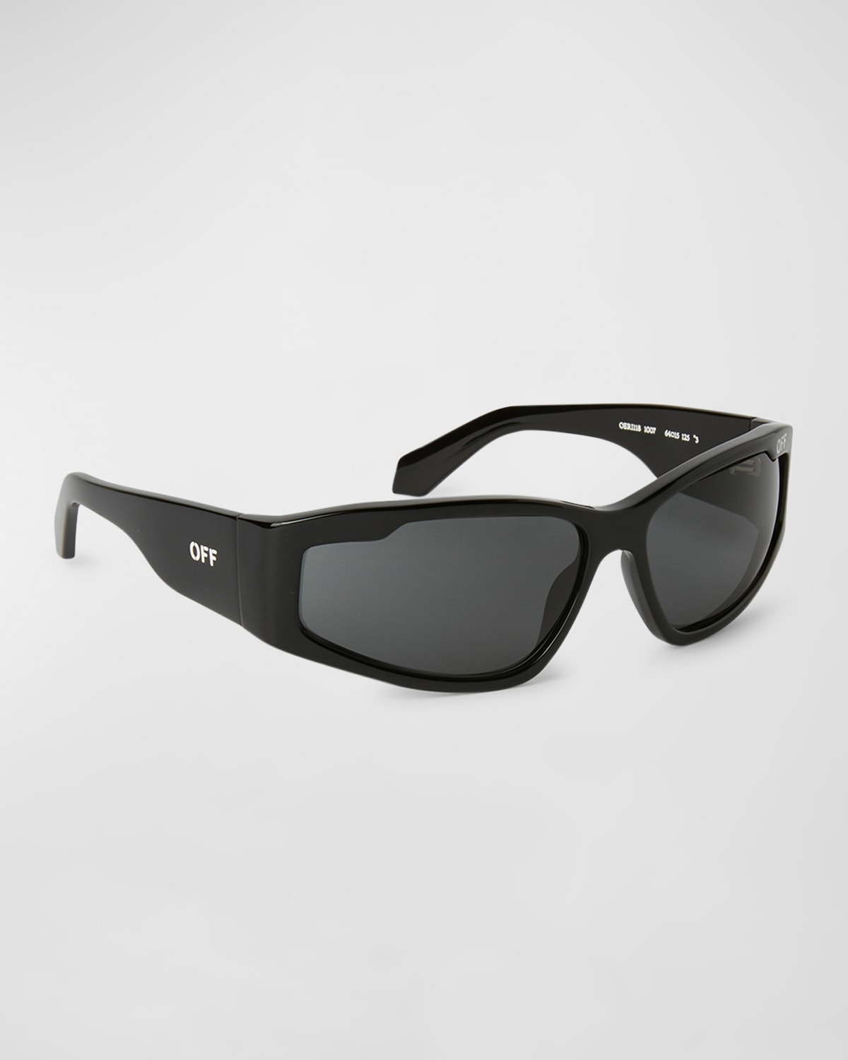 Shop Off-white Men's Kimball Acetate Wrap Sunglasses In Black Dark Grey