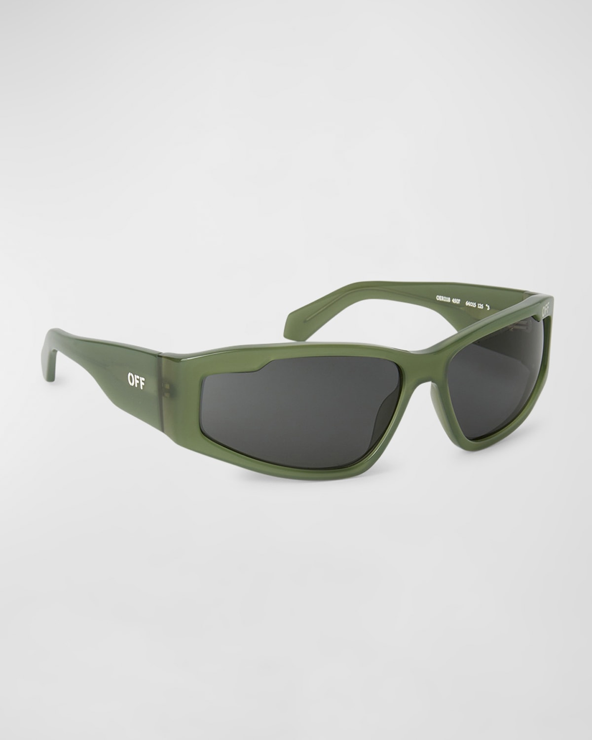 Shop Off-white Men's Kimball Acetate Wrap Sunglasses In Olive Green  Dark Gre