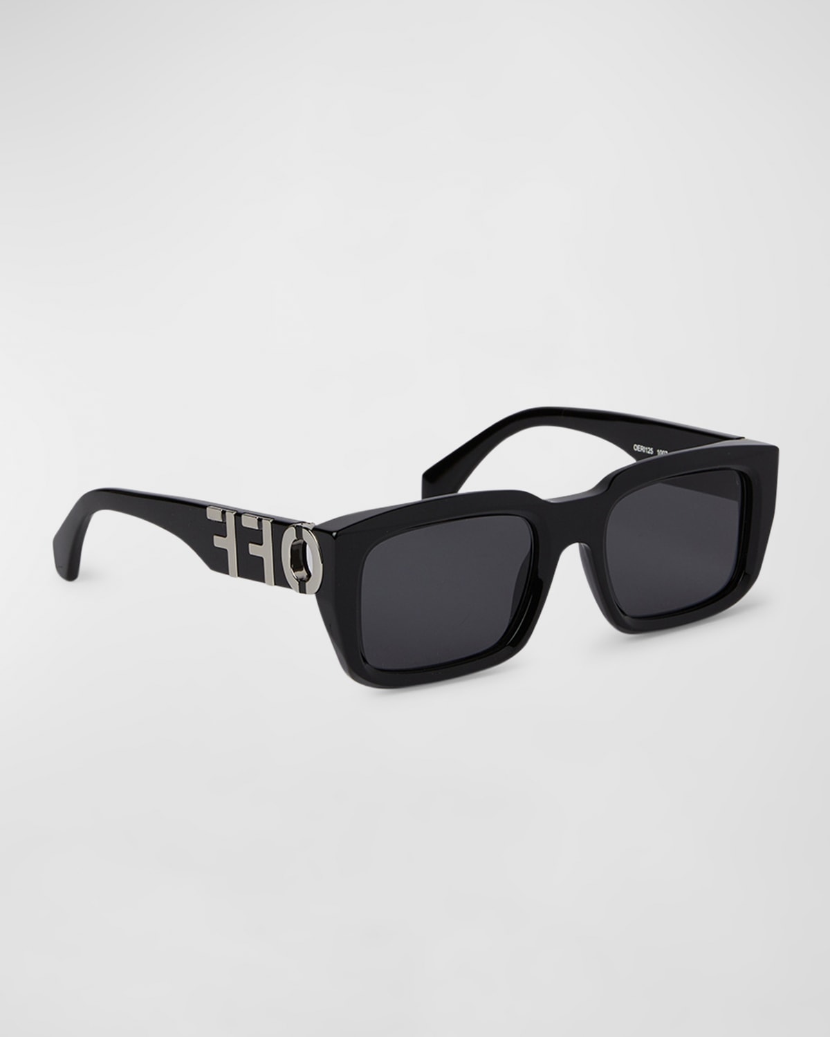 Shop Off-white Men's Hays Acetate Rectangle Sunglasses In Black Dark Grey