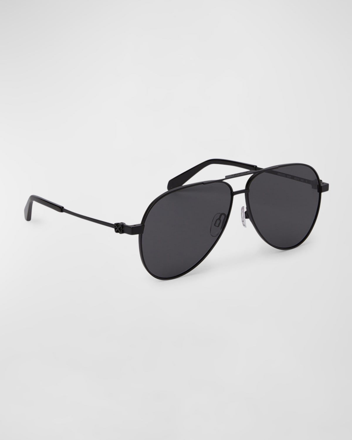 Shop Off-white Men's Ruston Double-bridge Metal Aviator Sunglasses In Black Dark Grey