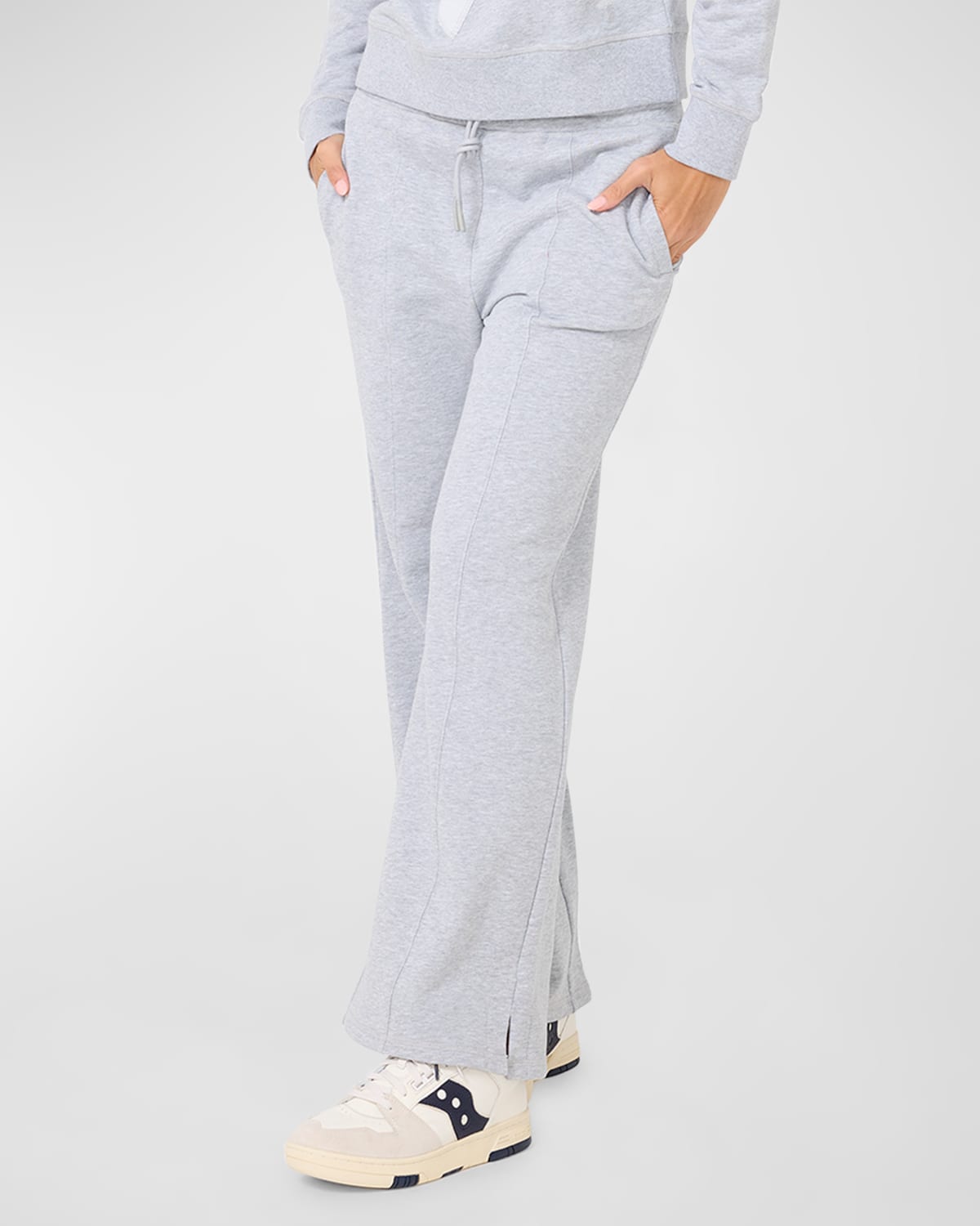 Terez Rib Heart Classic Cotton Wide-leg Pants In Gray