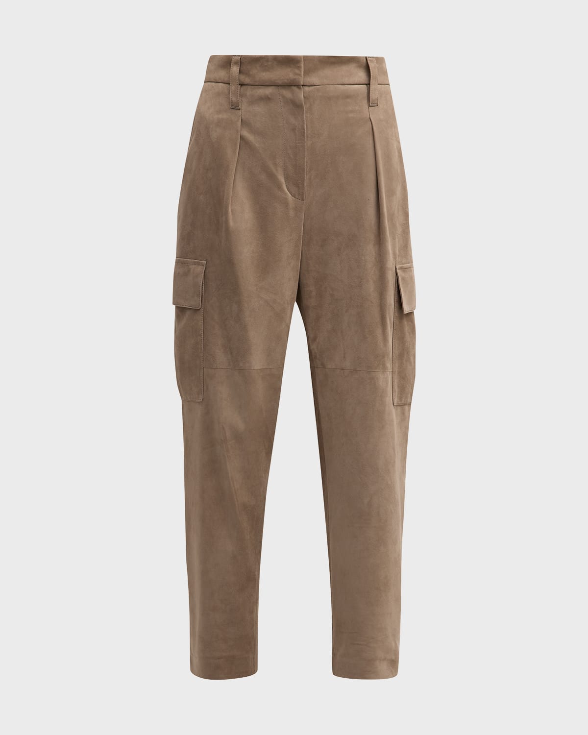 Brunello Cucinelli Suede Pants Zip Pockets In C8960 Taupe
