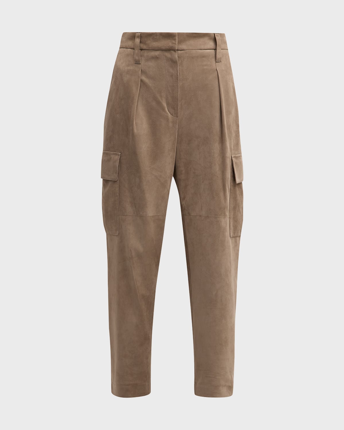 Shop Brunello Cucinelli Suede Cargo Pants In C8960 Taupe