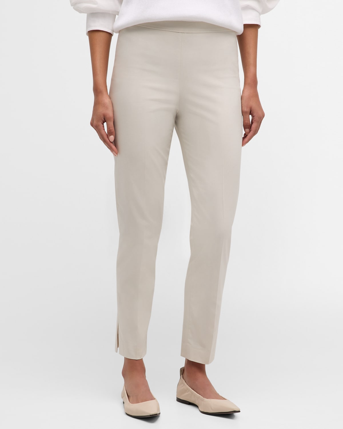 Brunello Cucinelli Cotton Straight-leg Trousers With Monili Detail In C8949 Oat