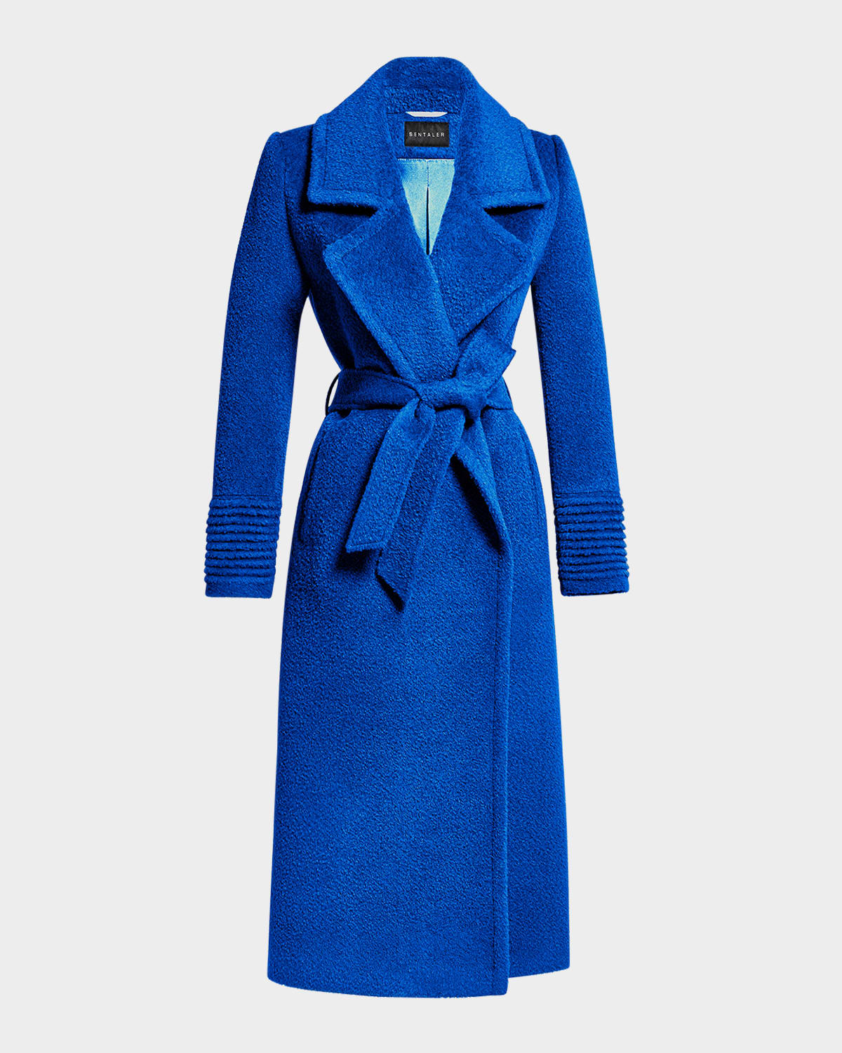 SENTALER BOUCLE ALPACA LONG NOTCHED-COLLAR WRAP COAT