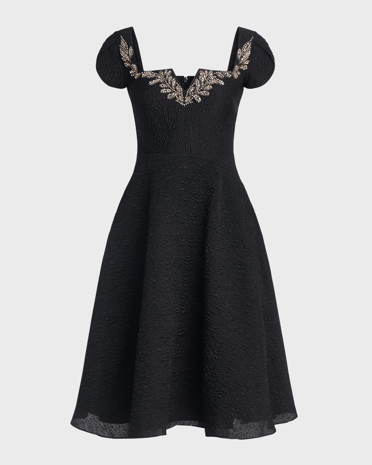 Theia Milena Beaded Jacquard Cocktail Dress In Black