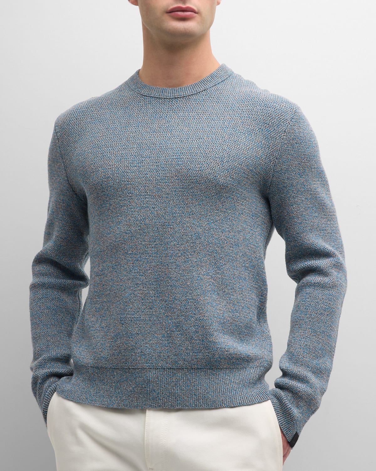 Rag & Bone Dexter Cotton Blend Marled Classic Fit Crewneck Sweater In Blue Multi