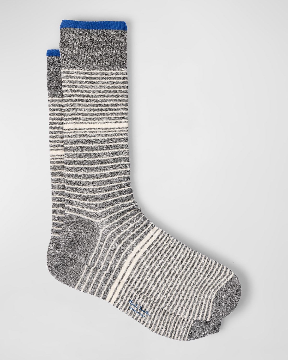 Paul Smith Men's Elliot Stripe Melange Crew Socks In Gray