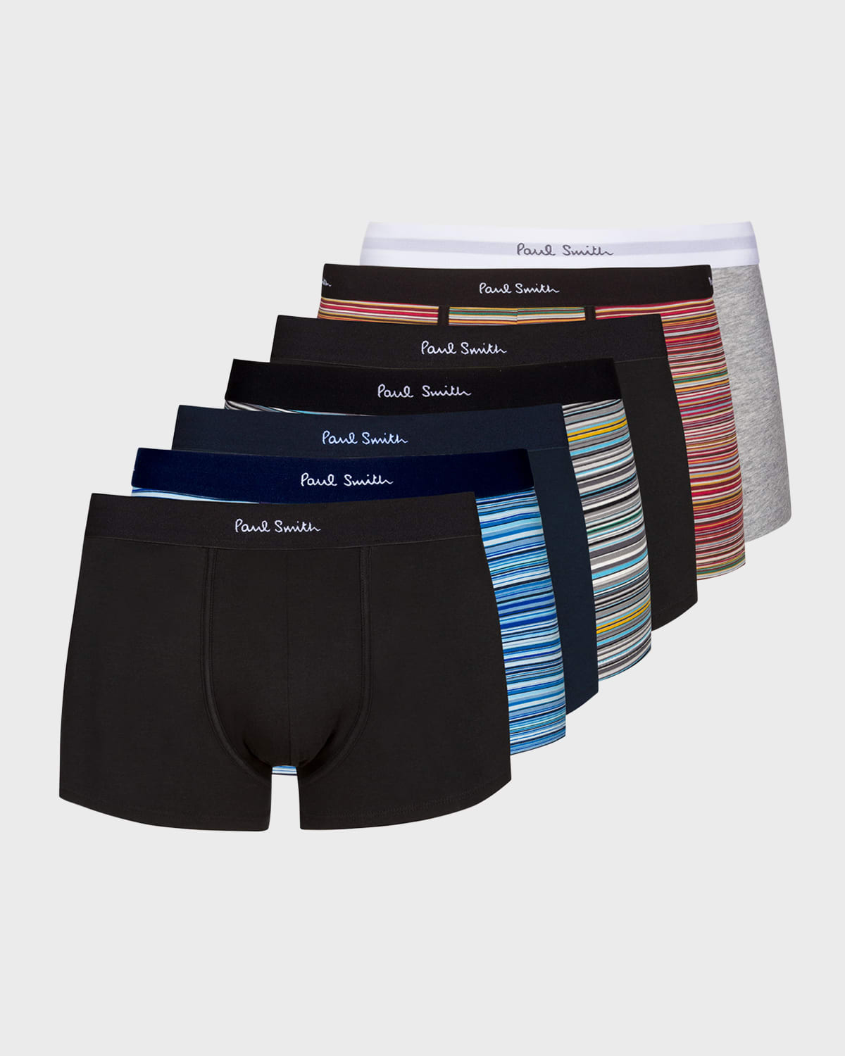 Shop Paul Smith Men's 7-pack Mixed Cotton-stretch Trunks In Black