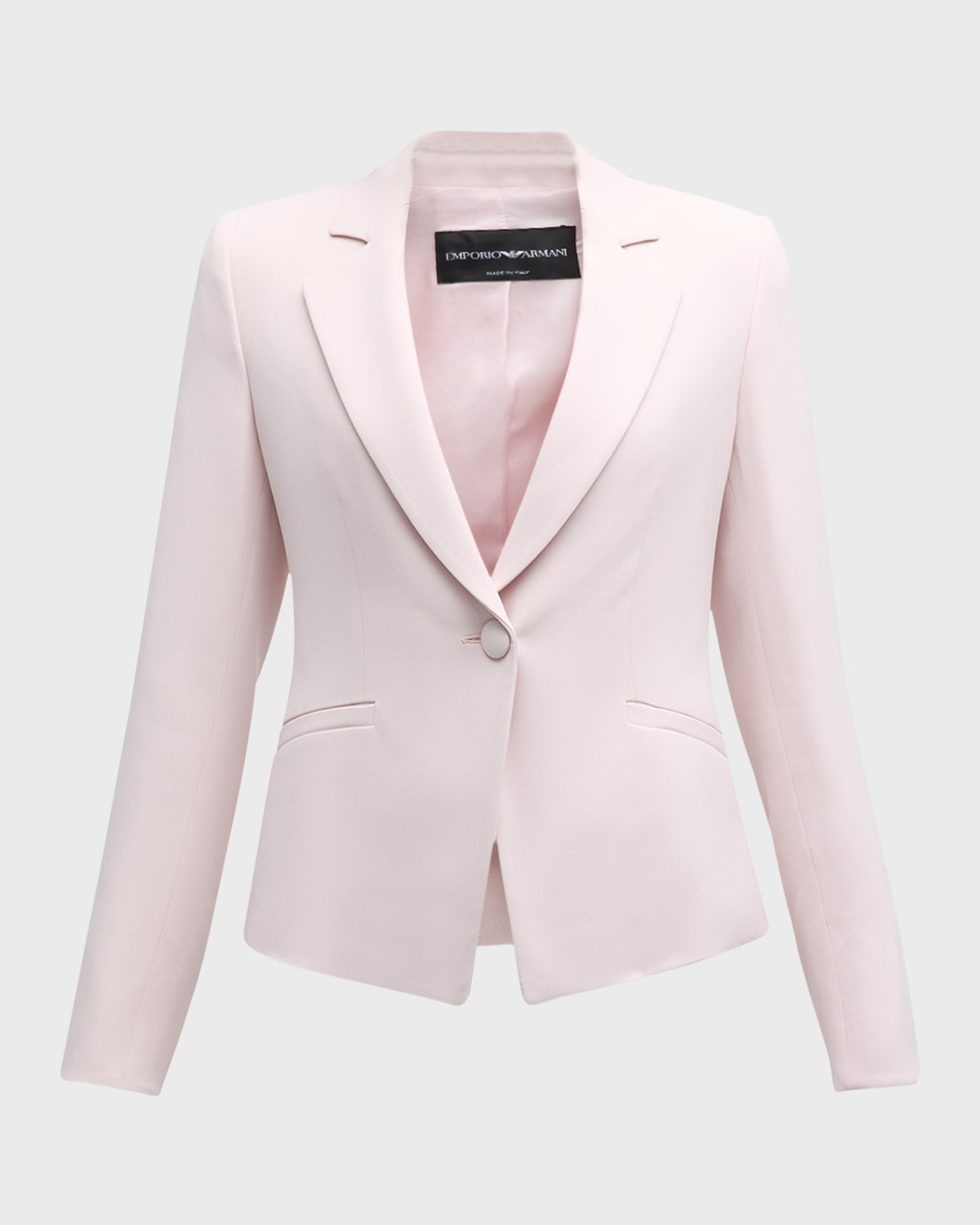 Emporio Armani Single-button Crepe Cady Blazer In Blush Pink