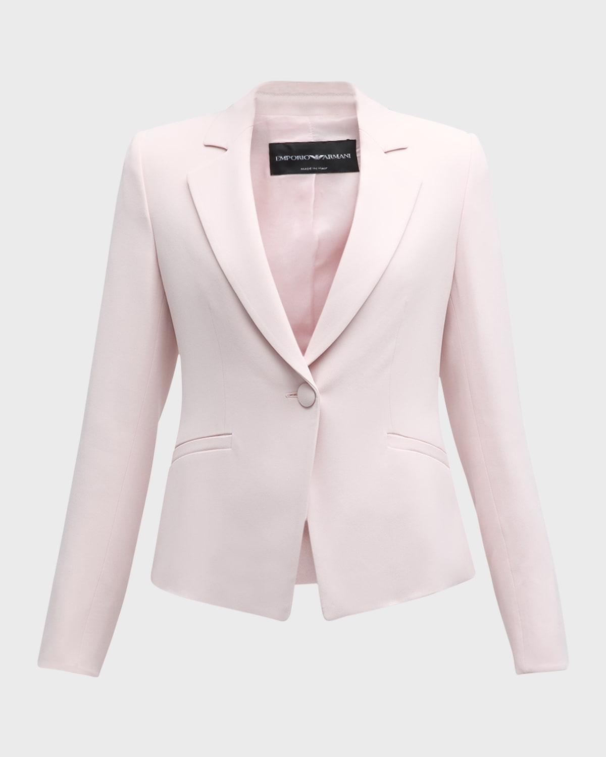 Shop Emporio Armani Single-button Crepe Cady Blazer In Blush Pink